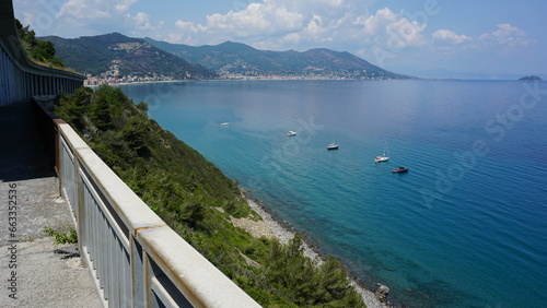 The view from a road underpass close to Alassio in Liguria, Italy, in the month of May