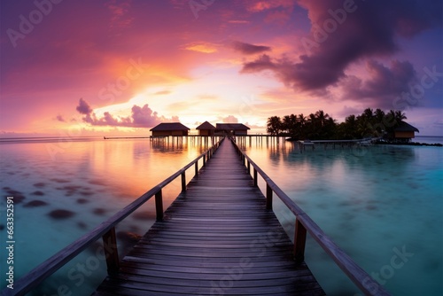 Breathtaking Maldives sunset, a luxury vacation in a tranquil paradise