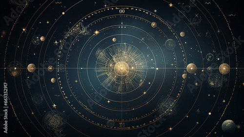 astrological background with planets and copy space