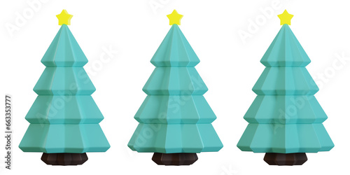 set of terquoise christmas trees with transparent background, PNG, 3d pine tree, fir tree photo