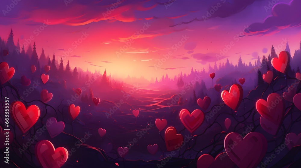 Hearts illustration background wallpaper design, love heart, valentines day card - obrazy, fototapety, plakaty 