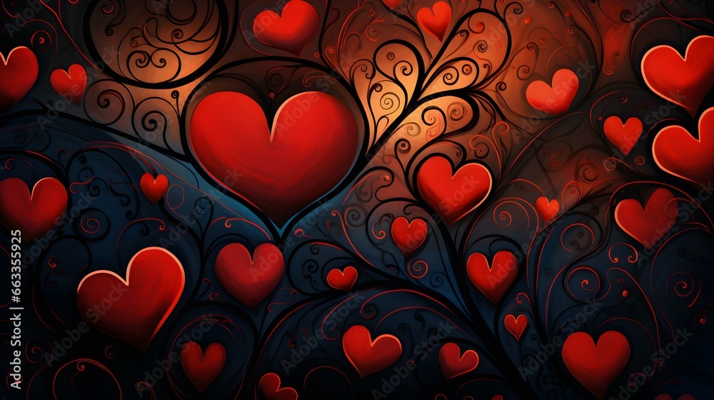 Hearts illustration background wallpaper design, love heart, valentines day card Hearts illustration background wallpaper design, love heart, valentines day card