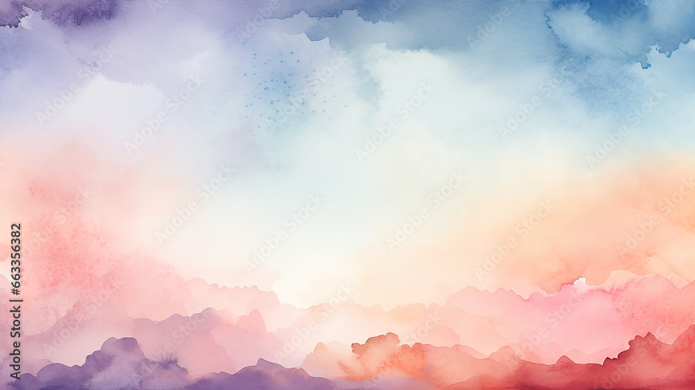 Obraz premium light watercolor abstract background gentle gradient pastel softcolor pink white and blue blank drawing painting