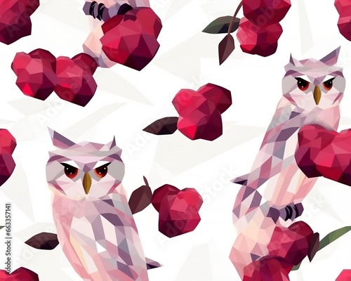 Low ploy Seamless pattern Cherry