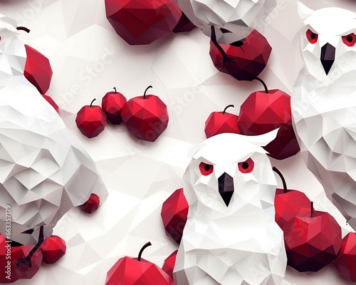 Low ploy Seamless pattern Cherry