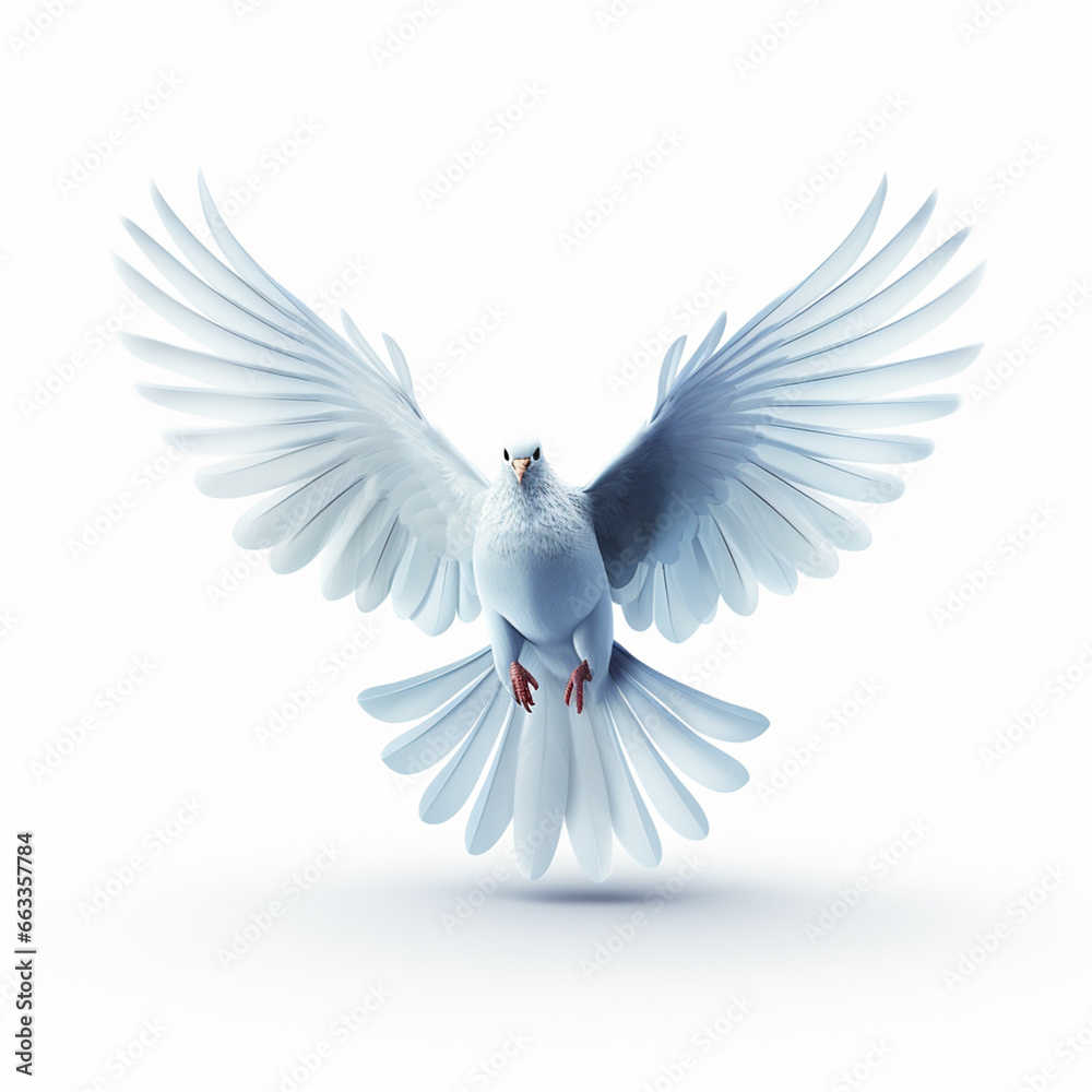 Obraz premium Flying white dove isolated on a white background