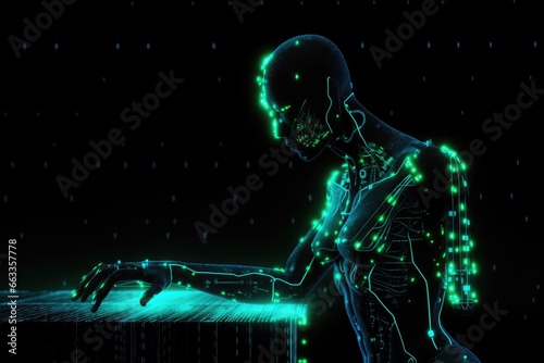 AI matrix human robot concept a supercomputer revolution