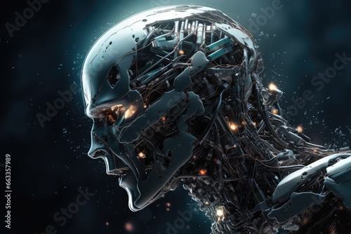 digital era AI cyborg robotic demolition concep
