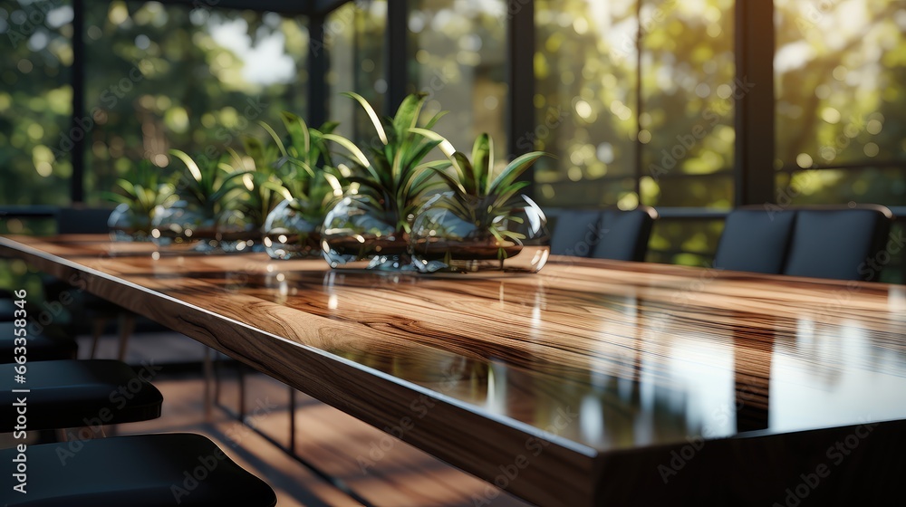 A modern office with wood floor and wooden desk. A modern office with wood floor and wooden desk.