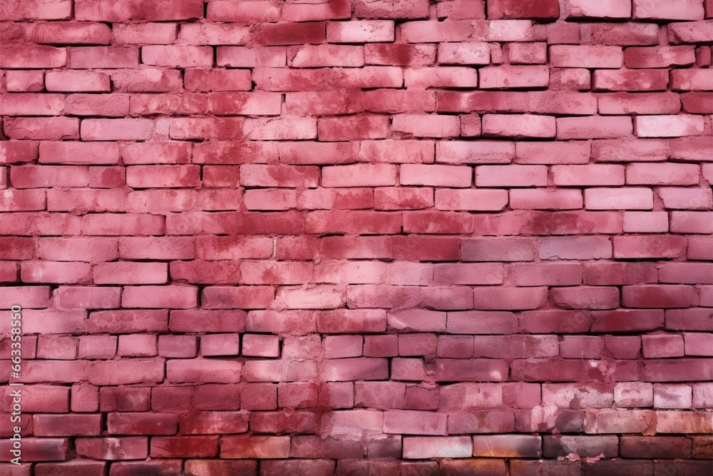 Obraz premium Distinctive pink brick wall textured with aged, shabby, cracked paint