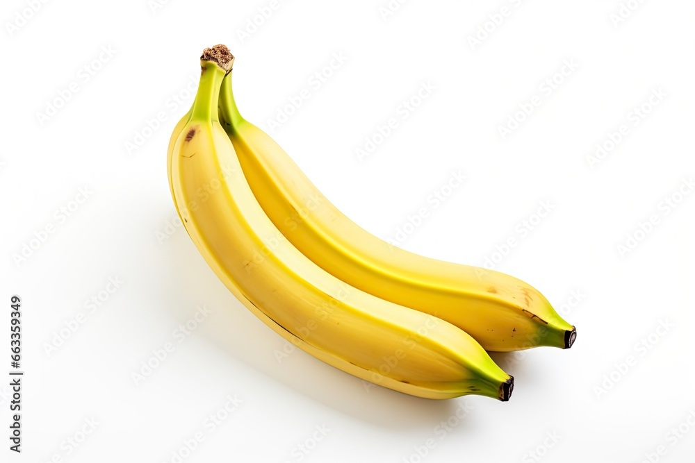  Bananas are isolated on a white background.