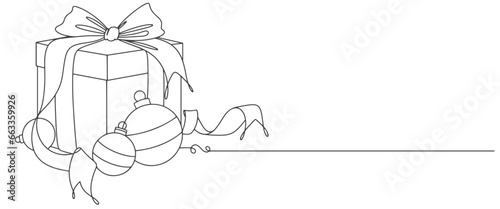 Out line drawing of gift box. Wrapped surprise package for christmas or birthday party .Party and celebration. Gift box line art outline vector illustration