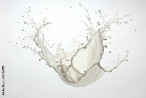 Milk splash effect on plain white background