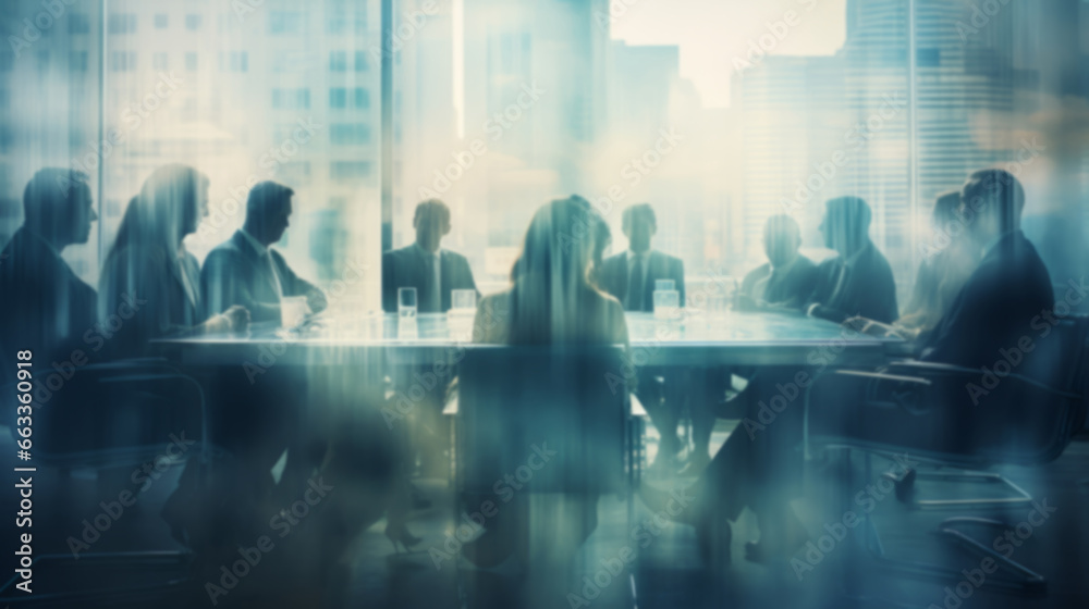 Silhouette of group of business people having a meeting or brainstorming in a boardroom