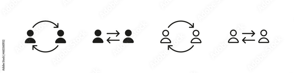 User information exchange vector icon set. Employee turnover icons.