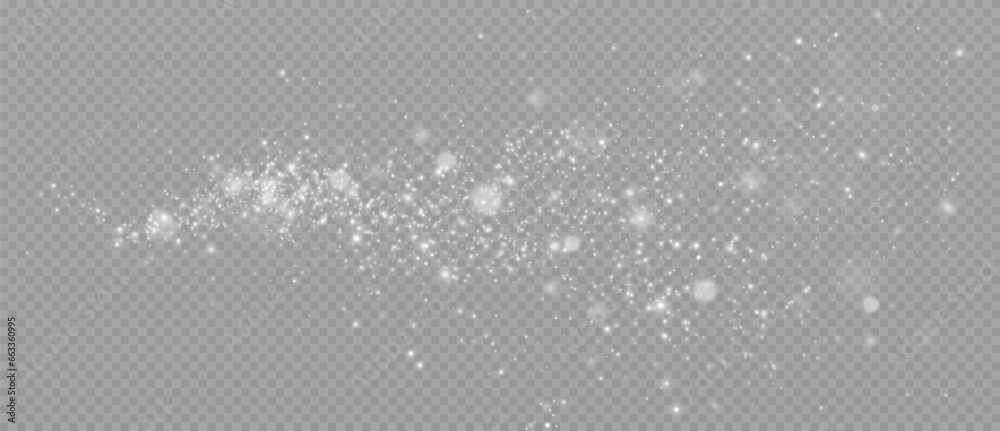 Bokeh light lights effect background. White png dust light. Christmas background of shining dust Christmas glowing light bokeh confetti and spark overlay texture for your design.	
