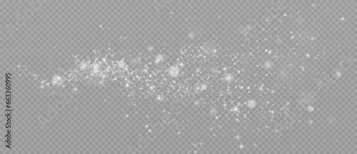 Bokeh light lights effect background. White png dust light. Christmas background of shining dust Christmas glowing light bokeh confetti and spark overlay texture for your design. 