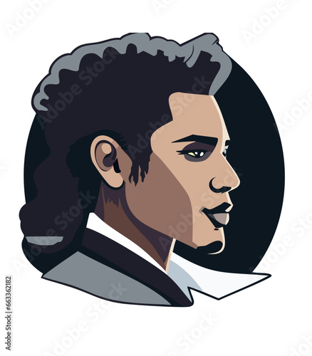 Profil de bel homme noir, métisse