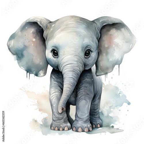 watercolor Elephant dragon clipart, Generative Ai