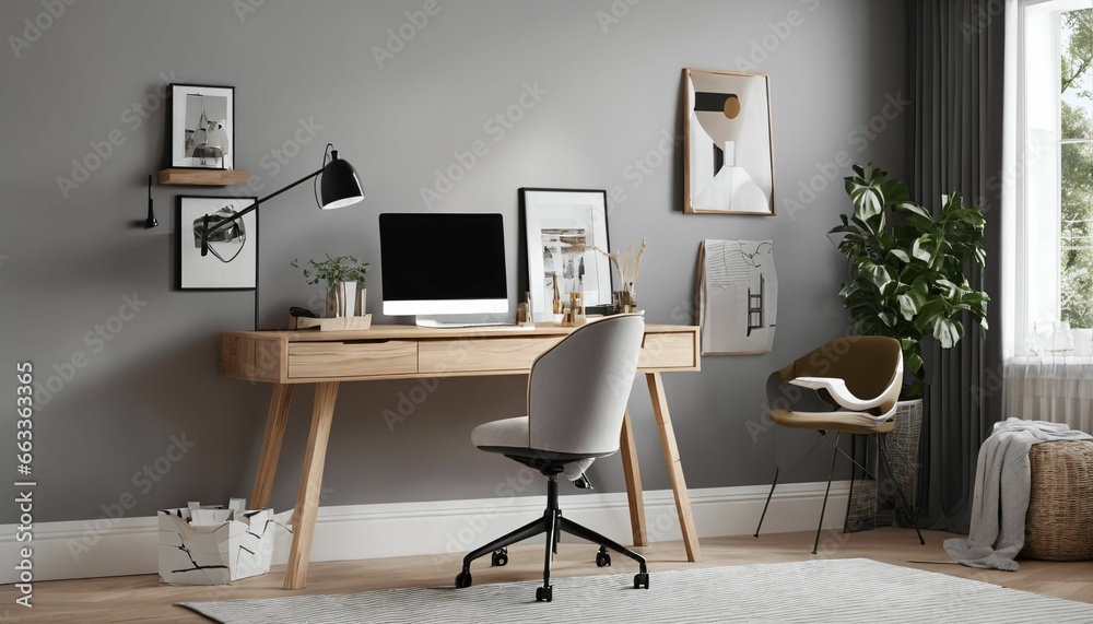 Use of task chair in Scandinavian home office interior