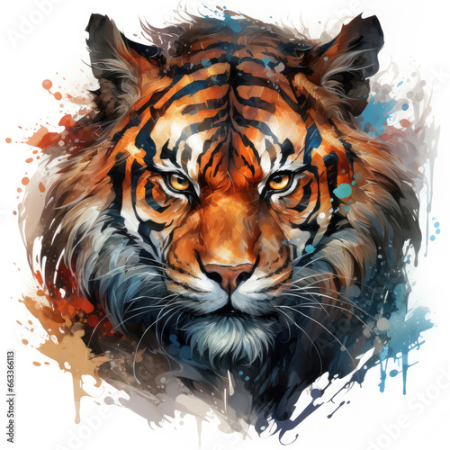 watercolor Tiger dragon clipart  Generative Ai