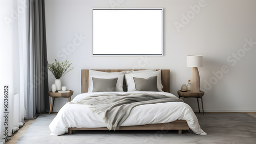 mock up picture frame in the bedroom © Rax Qiu