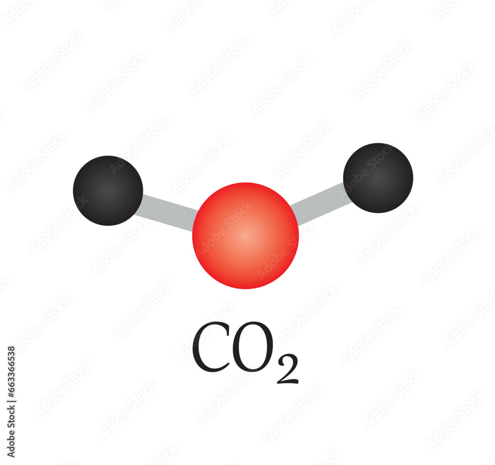 Carbon dioxide chemical model 3d. Vector illustration. Carbon dioxide chemical model 3d. Vector illustration.