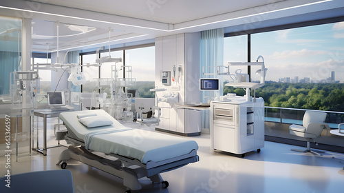 a modern hospital with state-of-the-art medical equipment, dedicated healthcare professionals, and compassionate patient care, symbolizing excellence in healthcare and medical technology © Alin