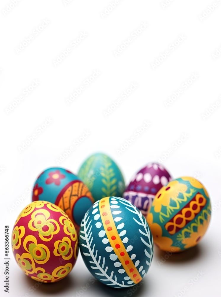Colorful eggs on white background. generative AI Colorful eggs on white background. generative AI