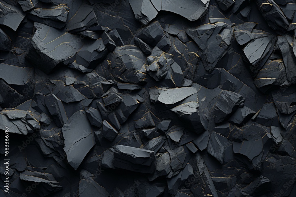 Geologys depths Coal black texture sets the stage for a dark background - obrazy, fototapety, plakaty 