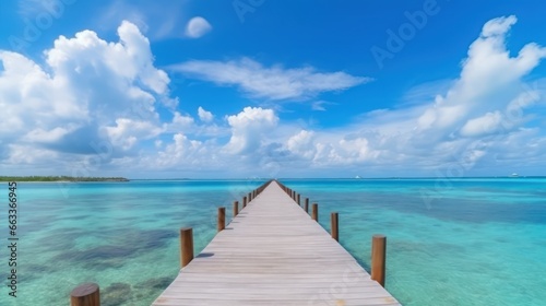 Beautiful tropical landscape background concept for summer,bridge to the blue wallpaper background © SaraY Studio 