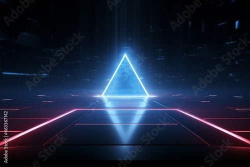 Futuristic laser horizon A modern, abstract 3D technology backdrop illustration
