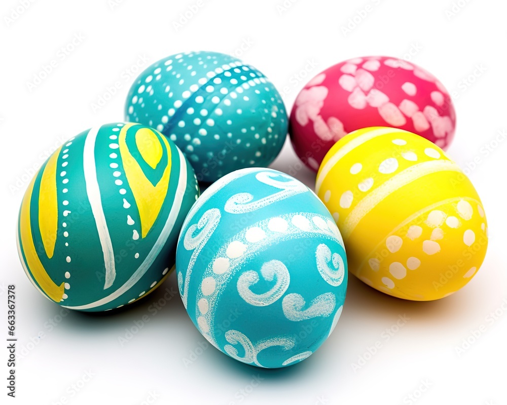 Colorful eggs on white background. generative AI Colorful eggs on white background. generative AI