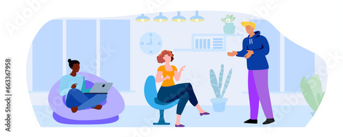 People are sitting on the sofa and talking to a friend, modern сartoon flat vector illustration