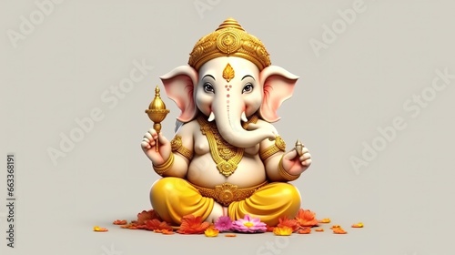 Happy Ganesh Chaturthi isolated on white background, Generative ai.