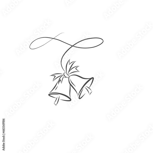 Christmass bells art line. Christmass bell in black white illustrations.