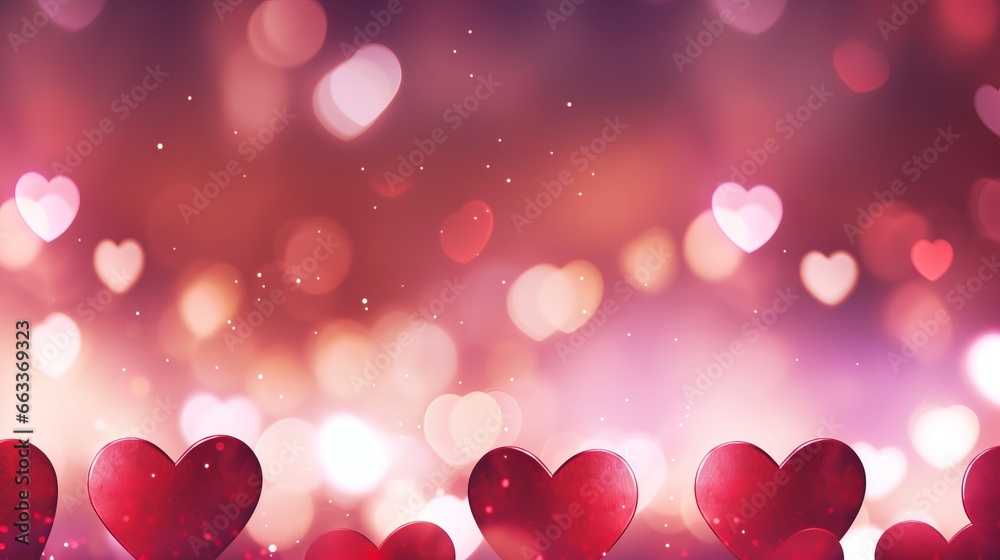 Valentine's day abstract background with red heart bokeh