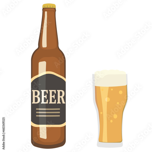 ビール瓶とビールジョッキのイラスト