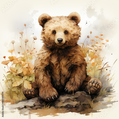 watercolor Bear clipart, Generative Ai © creativeproartist