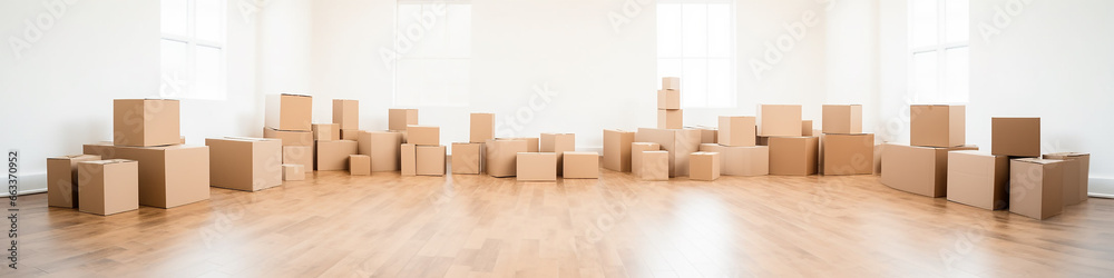 cardboard boxes isolated on a long narrow white background panorama row. cardboard boxes isolated on a long narrow white background panorama row.