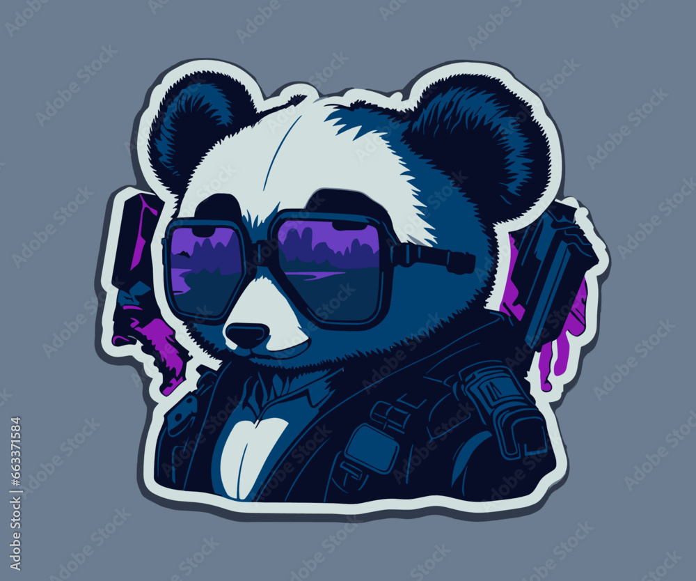 Fototapeta premium Cool Panda Vector Ilustration