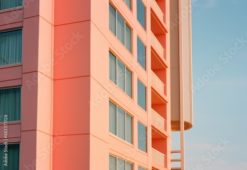 windows of a pastel colored building