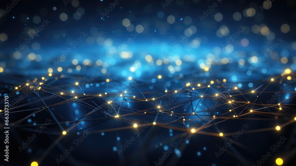 Blue abstract background with a cyber network grid and connected particles. Blue abstract background with a cyber network grid and connected particles.