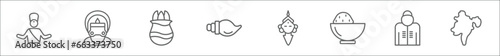outline set of india line icons. linear vector icons such as brahman, kathakali, ugadi, biju janata dal, ardhanareeswara, curry, india mother, assam
