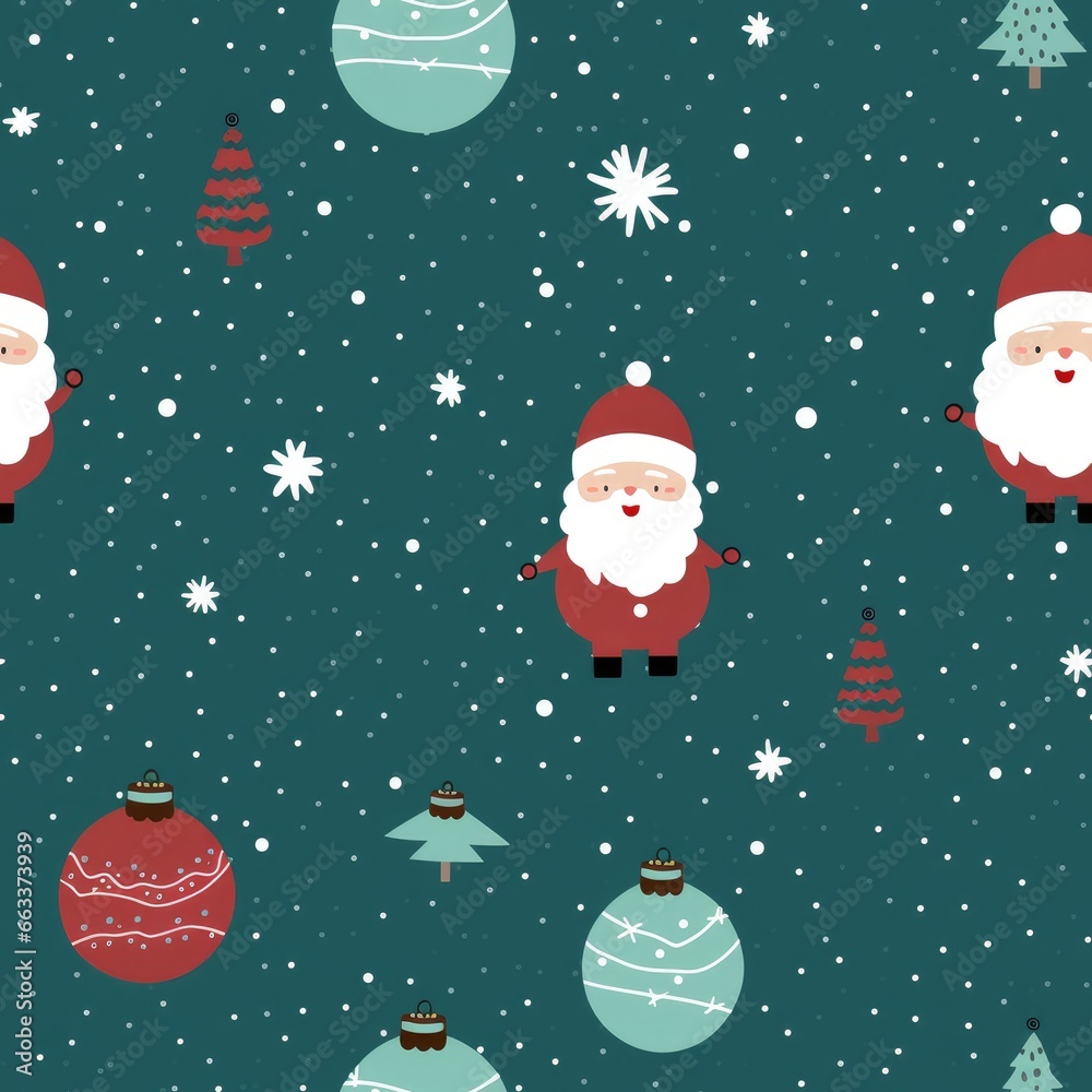 Seamless pattern with christmas tree, santa cros, gifts and snowflakes on green background. Seamless pattern with christmas tree, santa cros, gifts and snowflakes on green background.