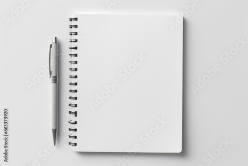 blank notebook with pen photo
