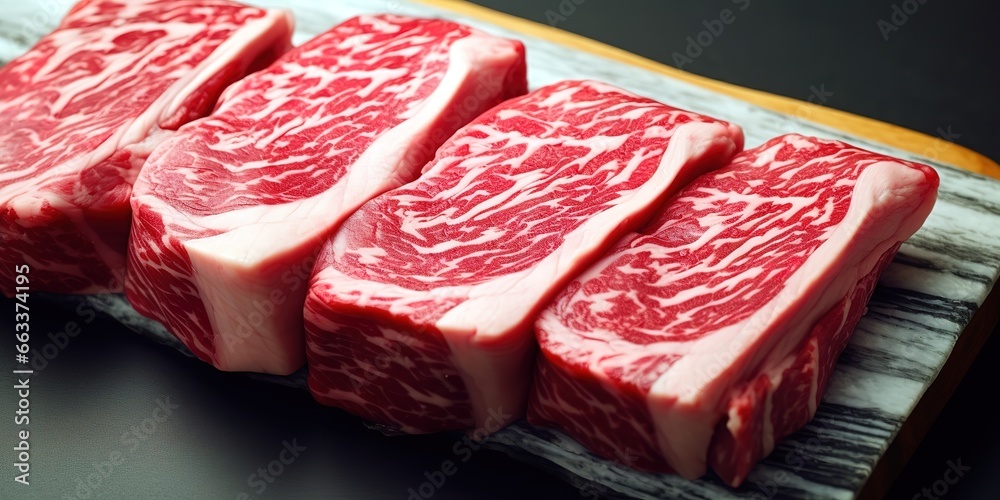 beef slices with tempting motifs to cook. generative AI beef slices with tempting motifs to cook. generative AI