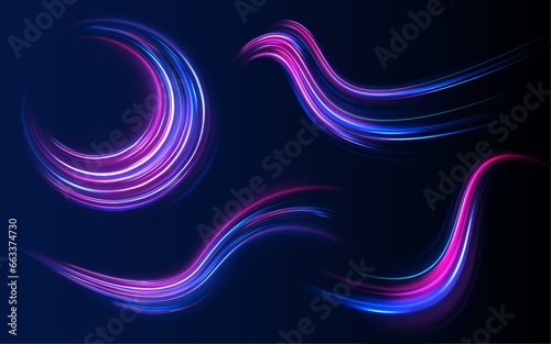 Big data traffic visualization, dynamic high speed data streaming traffic. Expressway, the effect of car headlights. Low-poly construction of fine lines.	