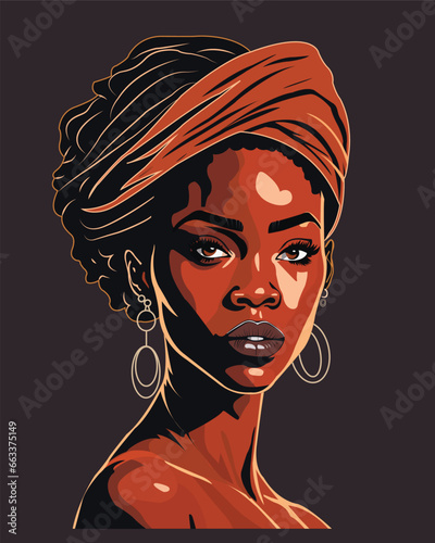 African pretty woman color image. Vector illustration for design