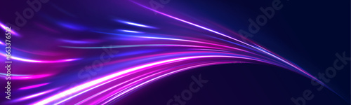 Transparent light effect with crooked trail and golden sparkles. Light trace effect. Vector image of colorful glitter trails with motion blur effect, long exposure. Neon motion glowing wavy line.